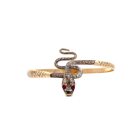 Victorian Snake Bracelet w/ Diamonds & Rubies