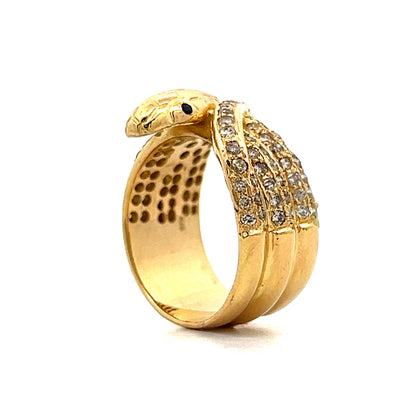 1.02 Triple Coiled Diamond Snake Ring in 18k Yellow Gold