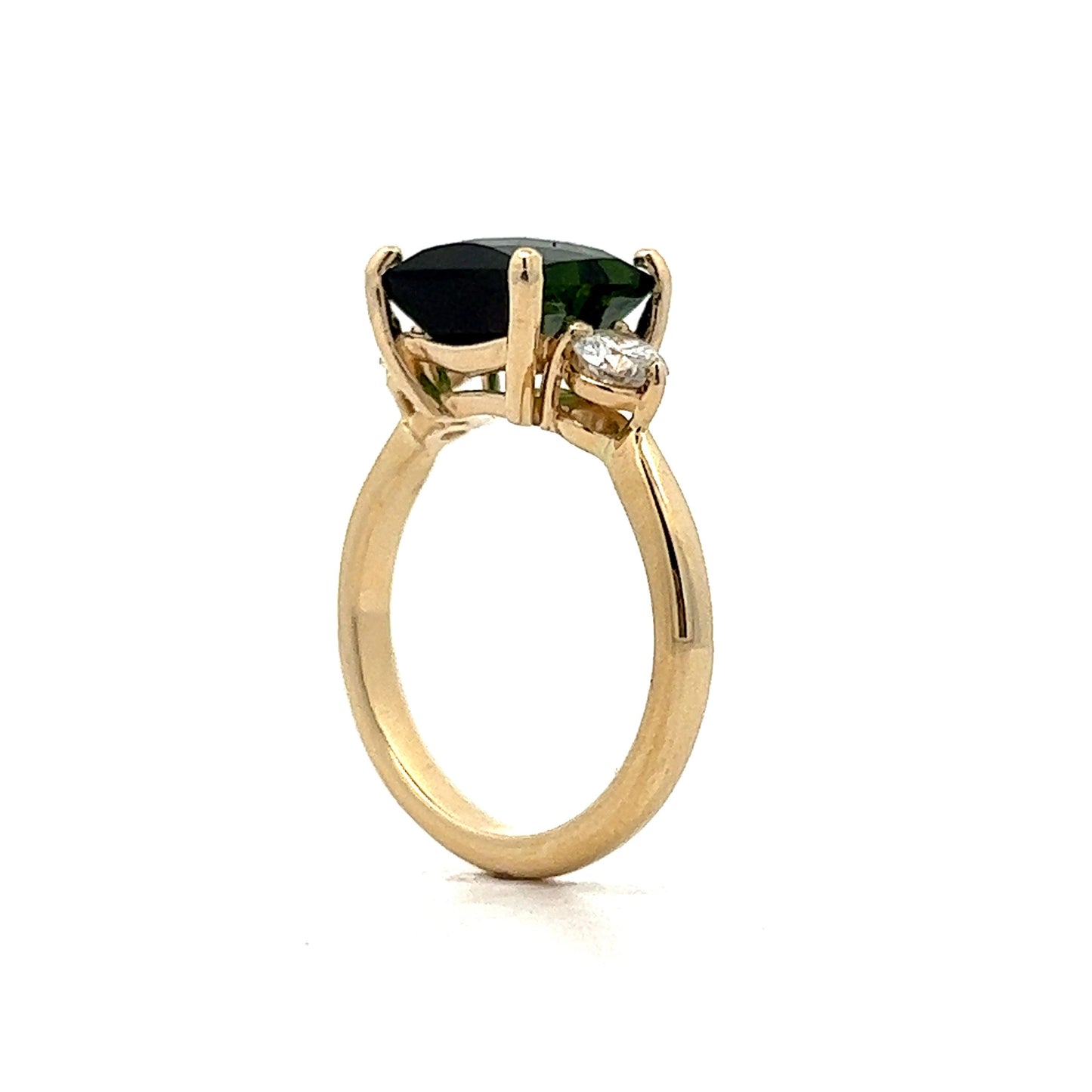 3.30 Green Tourmaline Engagement Ring in Yellow Gold