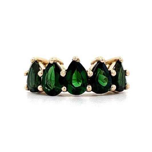 2.75 Green Tourmaline Pear Five Stone Stacking Ring