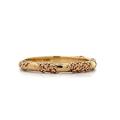 Carved Floral Wedding Band in 14k Yellow Gold