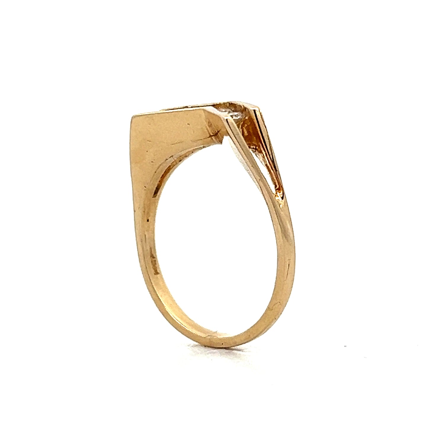 Diamond V Contoured Stackable Band in 14k Yellow Gold