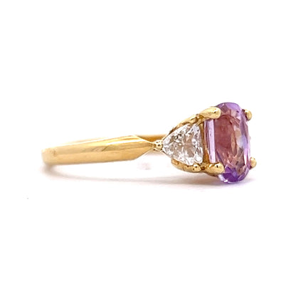 1.76 Oval Purple Sapphire Engagement Ring in 18k Yellow Gold