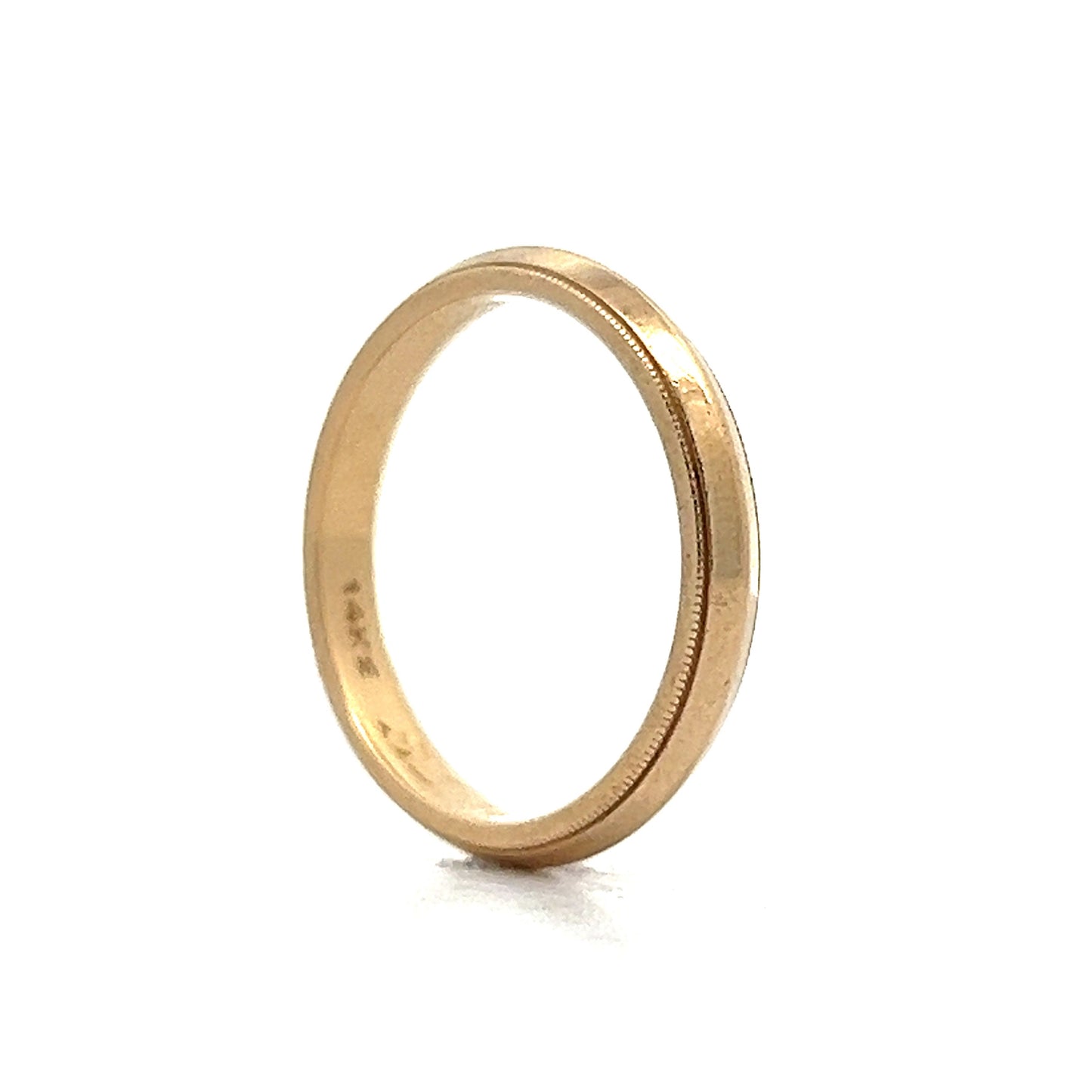 Vintage Retro Milgrain Wedding Band in 14k Yellow Gold