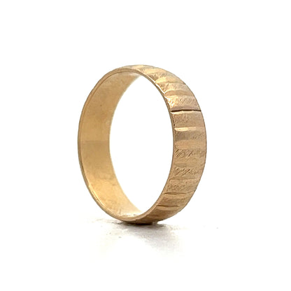 Vintage Mid-Century Carved Wedding Band in Yellow Gold