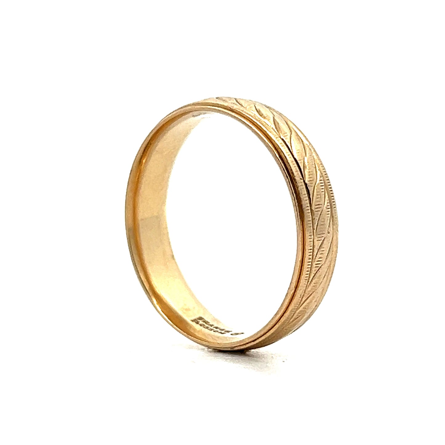Vintage Men's 5mm Textured Wedding Band in 14k