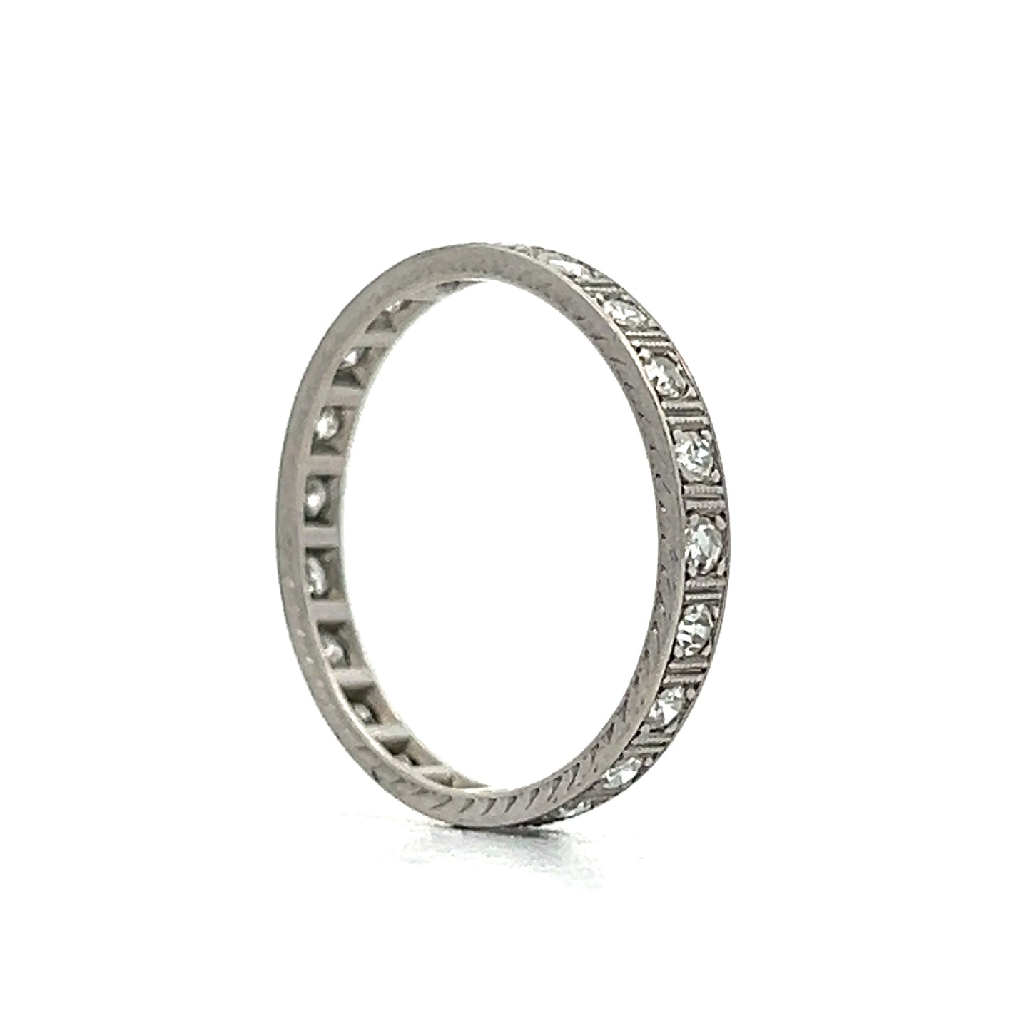.46 Vintage Deco Eternity Wedding Band in 18k White Gold