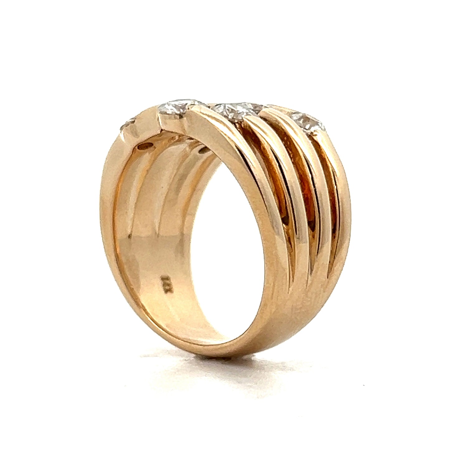 1.18 Flush Set Diamond Right Hand Ring Yellow Gold