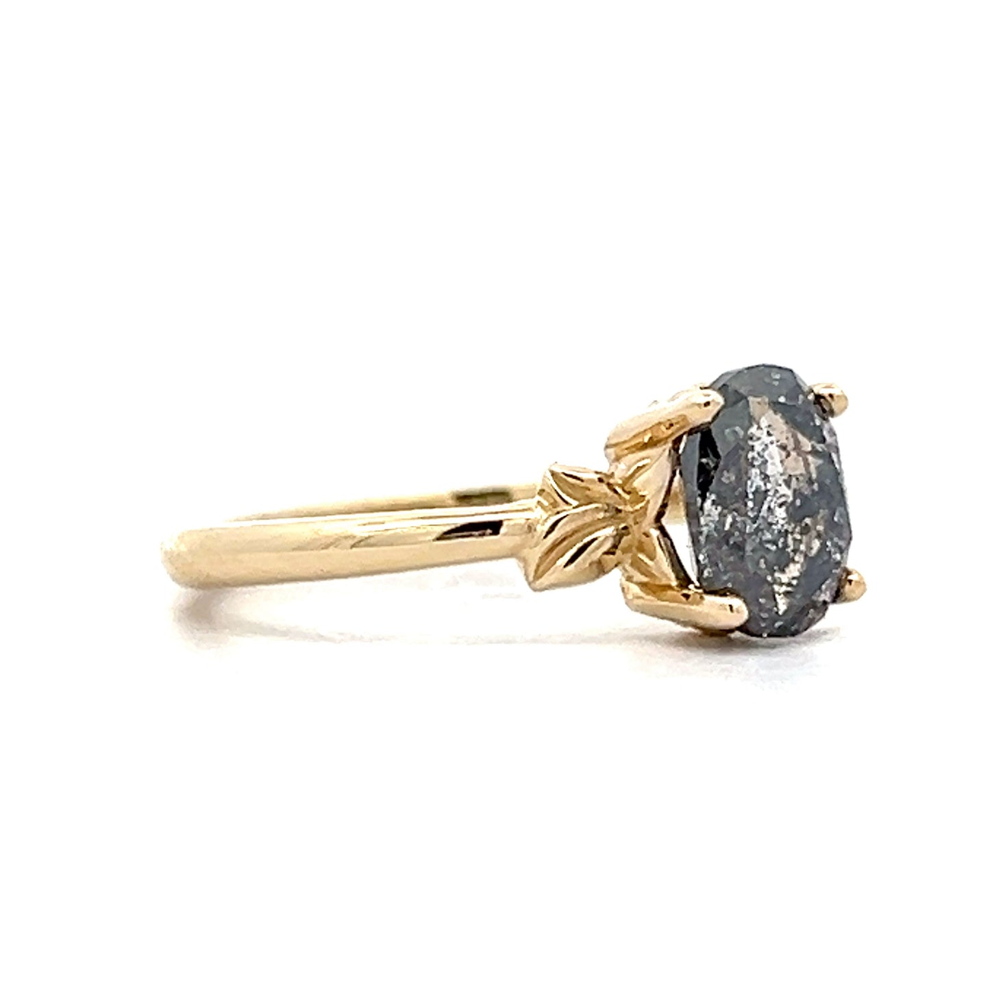 1.74 Salt & Pepper Diamond Engagement Ring in Yellow Gold