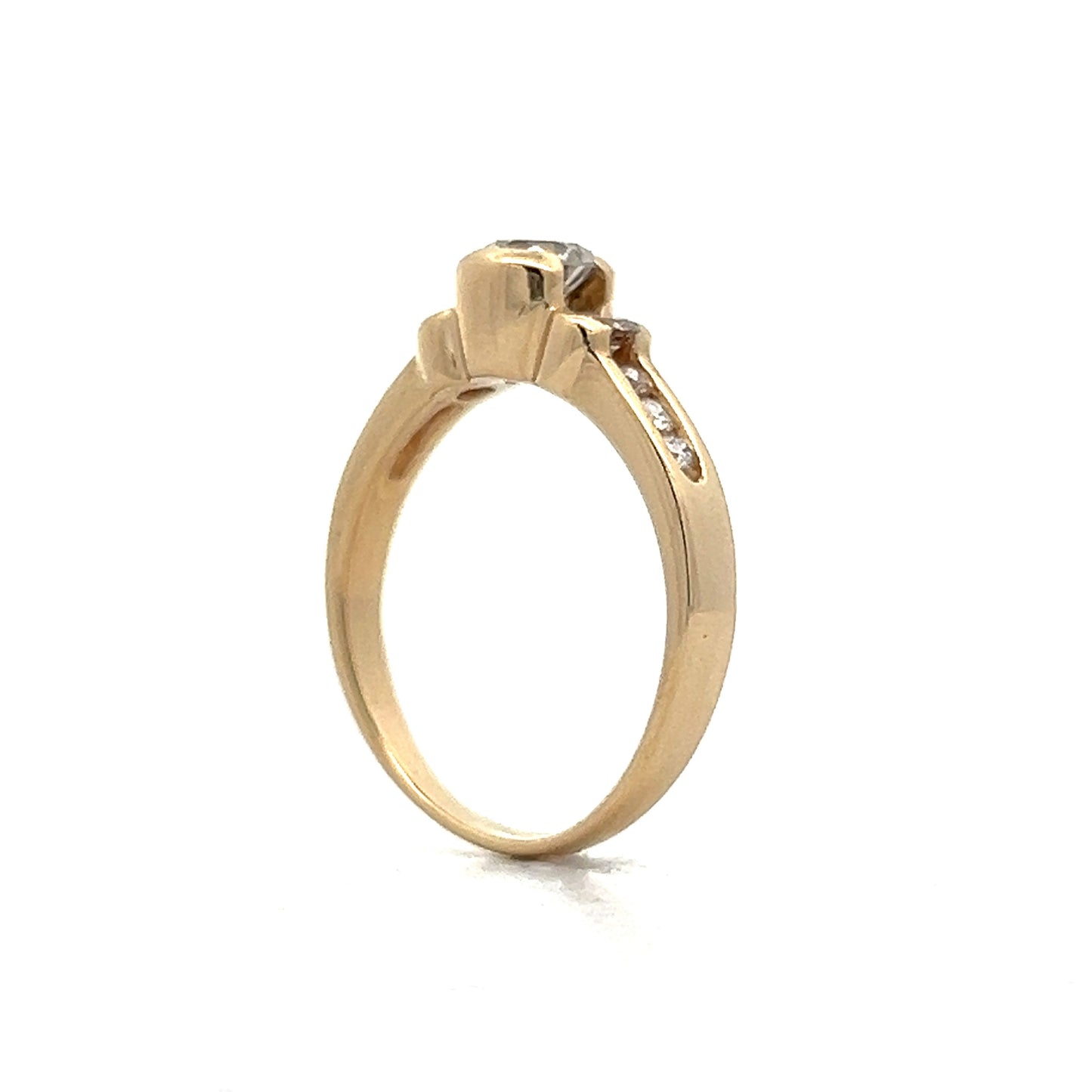 .38 Bezel Three Stone Engagement Ring in Yellow Gold