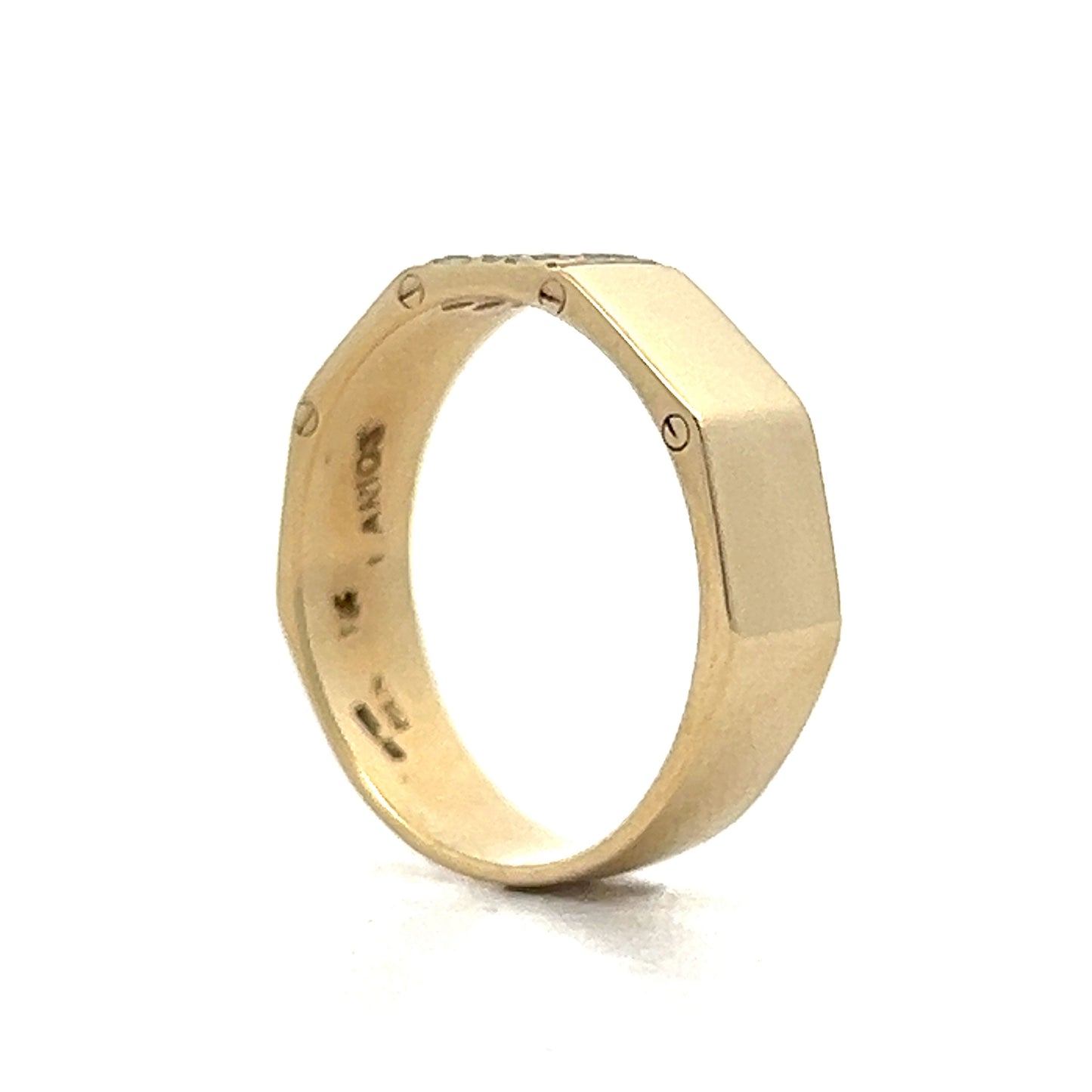 Octagonal Pave Diamond Stackable Ring in 14k Yellow Gold