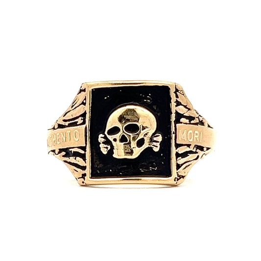 Men's Skull Momento Mori Ring in 18k Yellow Gold