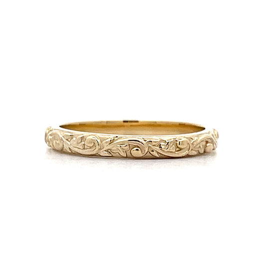 Vintage Inspired Filigree Wedding Band in 14k Yellow Gold