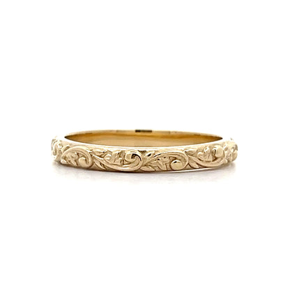 Vintage Inspired Filigree Wedding Band in 14k Yellow Gold