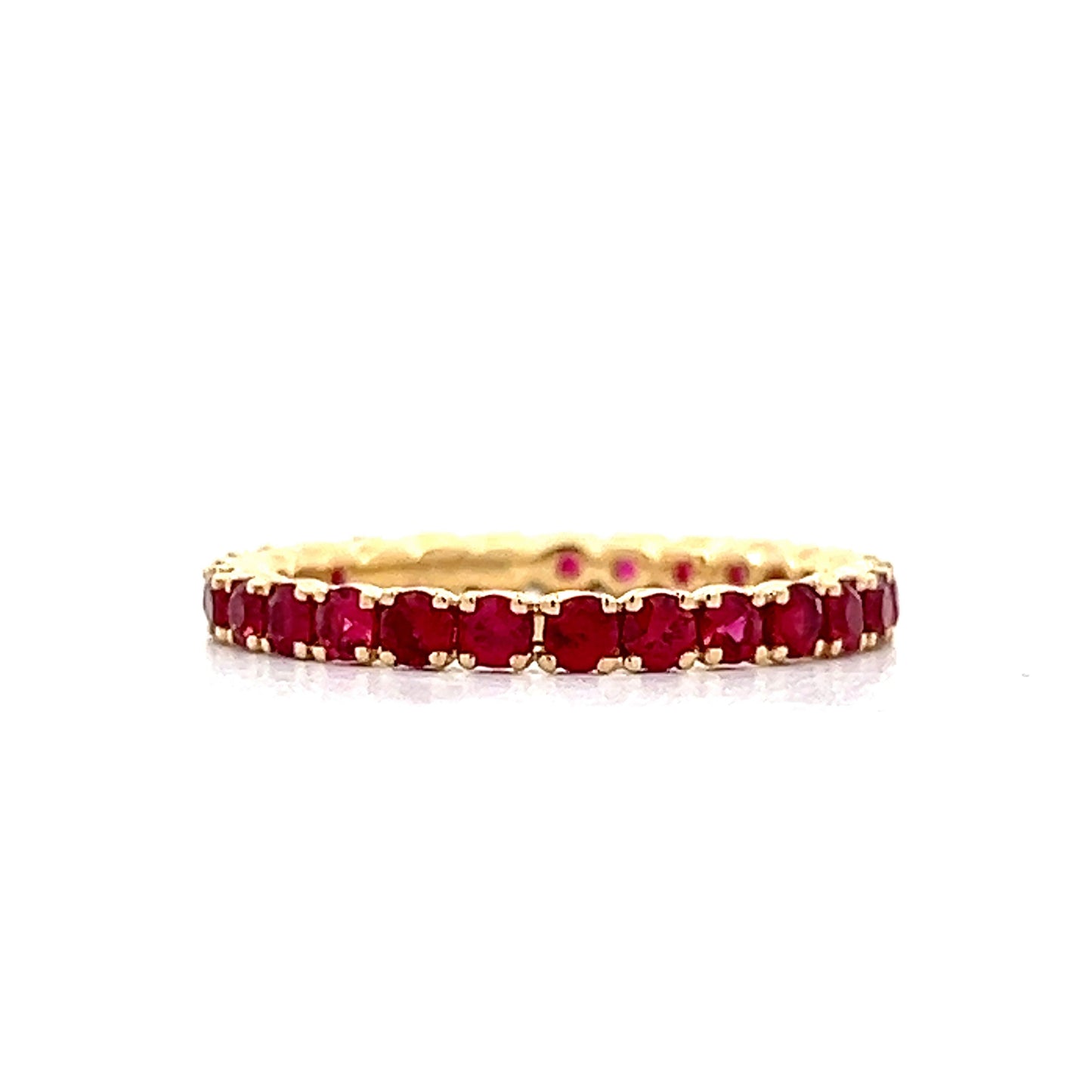 .81 Round Ruby Eternity Stacking Band in 14k Yellow Gold
