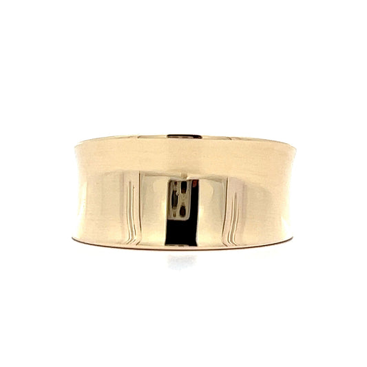 Concave 10mm Right Hand Ring in 14k Yellow Gold