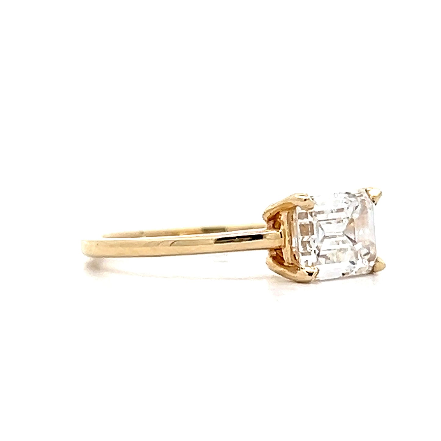 1.57 Emerald Cut Solitaire Engagement Ring in 14k Yellow Gold