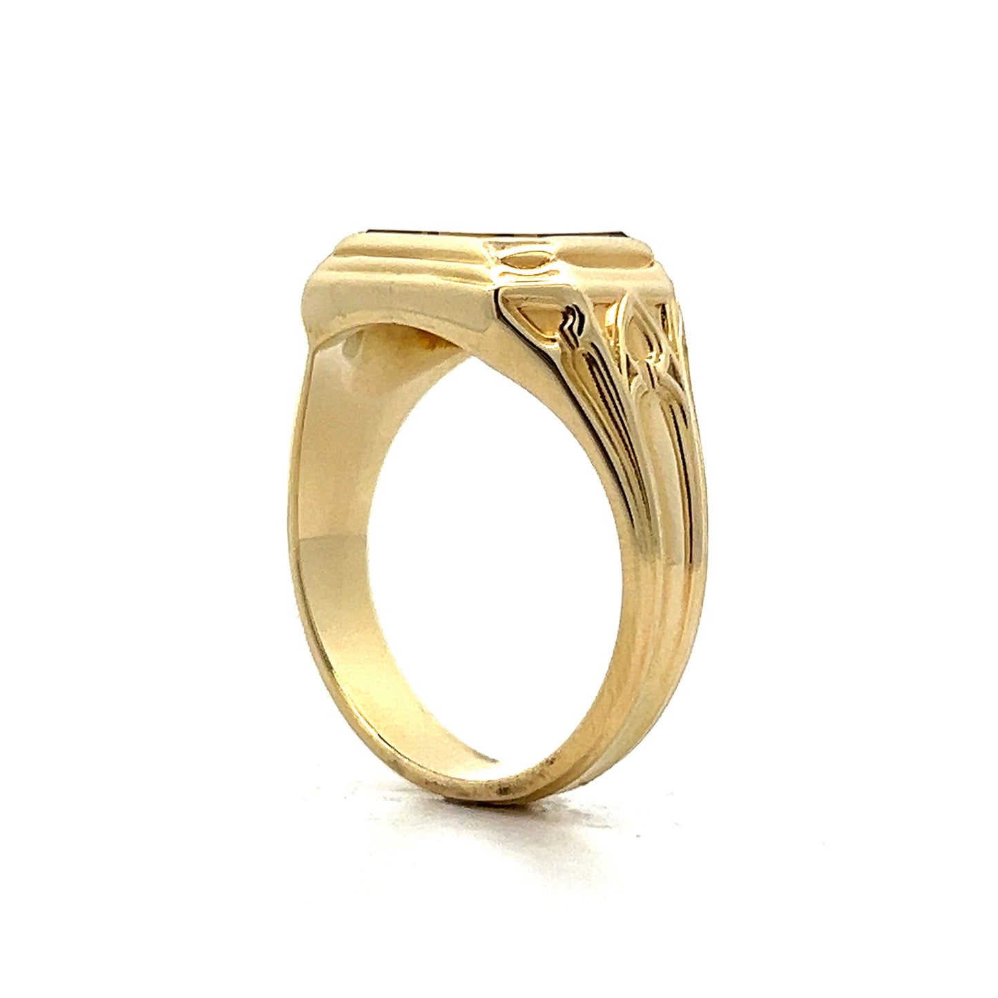 10.30 Men's Emerald Cut Citrine in 14k Yellow Gold