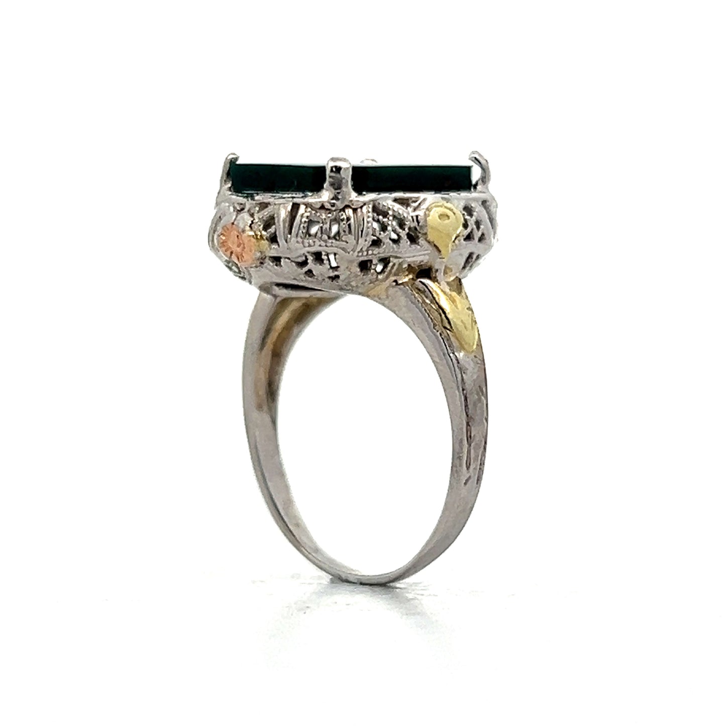 2.96 Vintage Cabochon Bloodstone in 14k White Gold