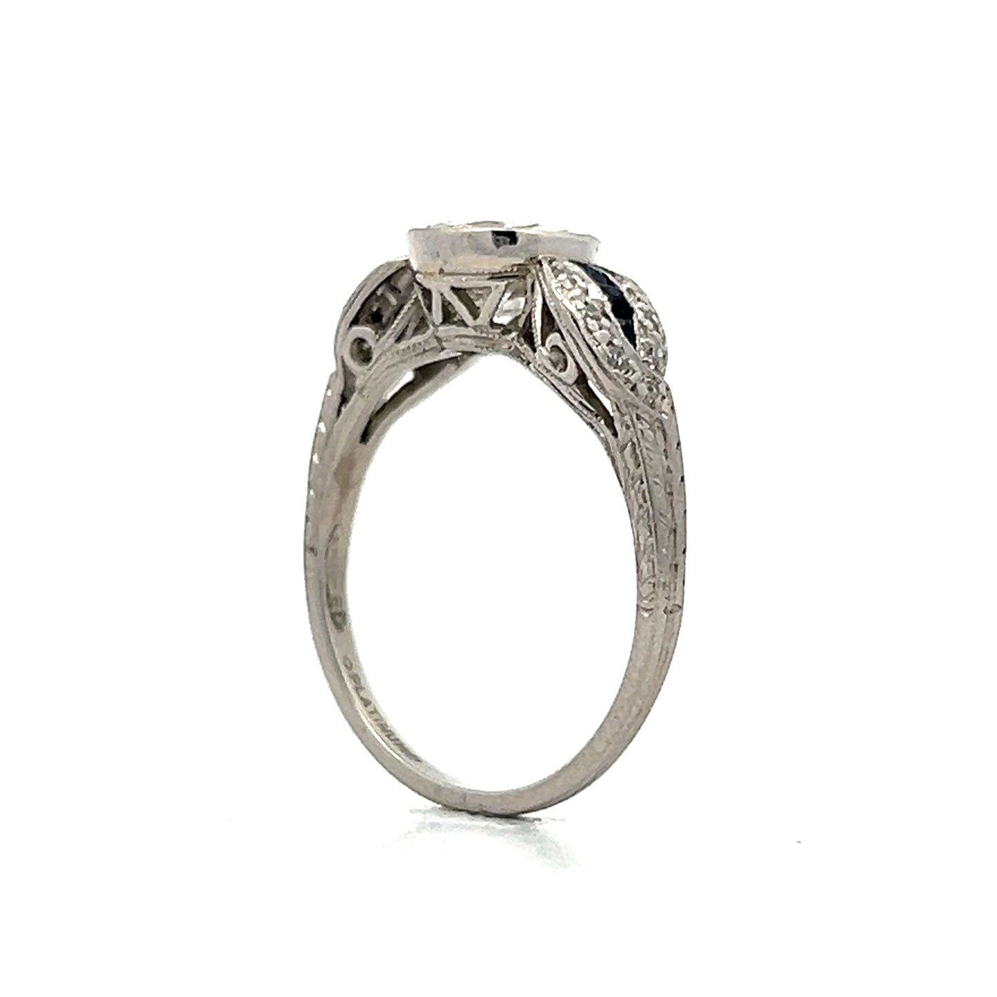 1.13 Deco Old Euro Engagement Ring in Platinum