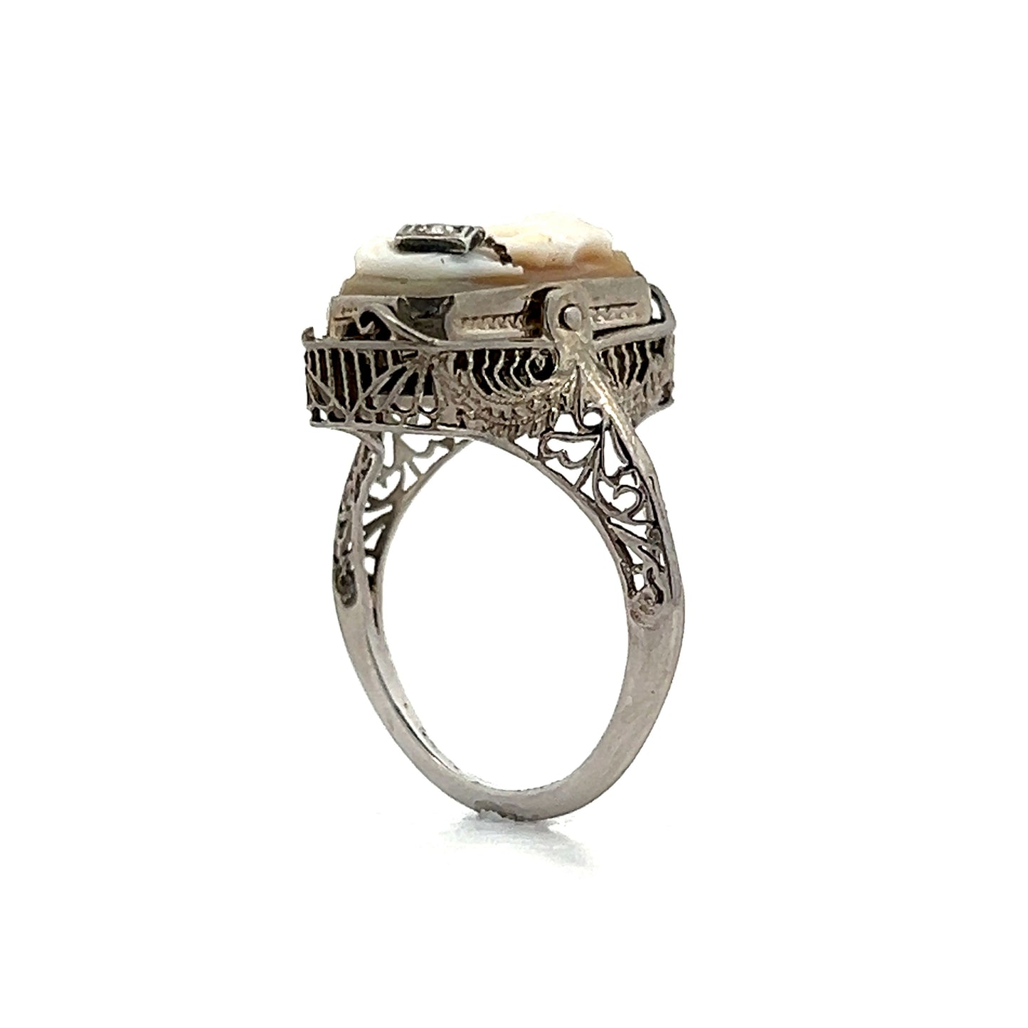 Antique Art Deco Cameo Cocktail Ring in 14k
