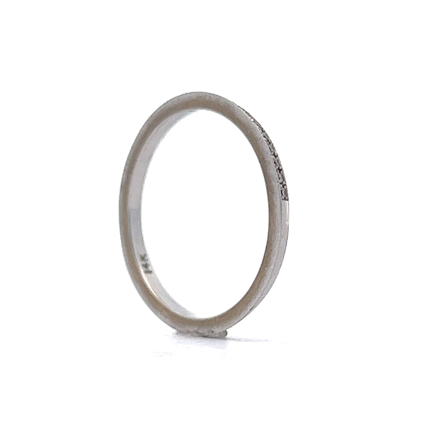 Thin Brilliant Cut Diamond Wedding Band in 14k White Gold