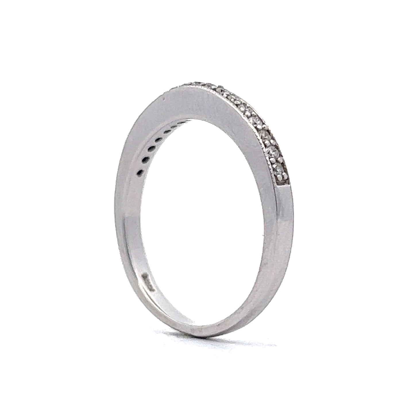 Milgrain Diamond Wedding Band in 14k White Gold