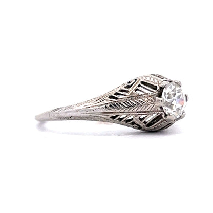 Antique Solitaire Diamond Ring Art Deco Filigree in 18k