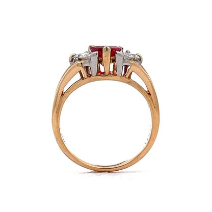 Pear Cut Ruby Engagement Ring in 18k Gold & Platinum