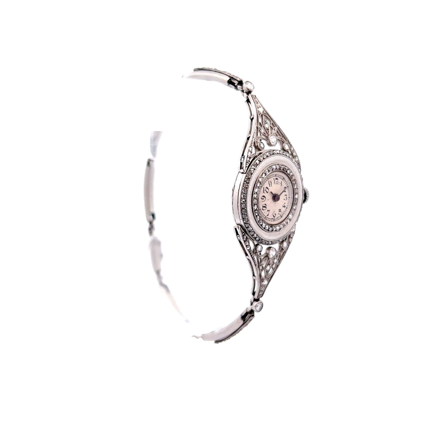 Vintage French Edwardian Watch w/ Diamonds in Platinum