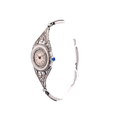 Vintage French Edwardian Watch w/ Diamonds in Platinum