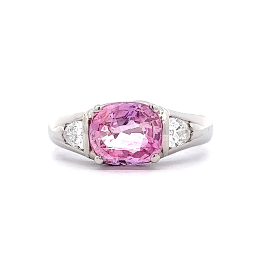 2.19 Pink Sapphire & Diamond Engagement Ring in Platinum