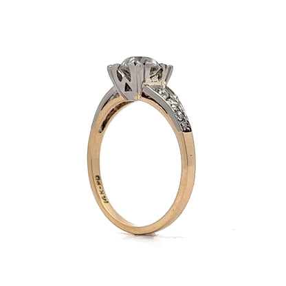 1.10 Diamond Engagement Ring in Two Tone 14K & Platinum
