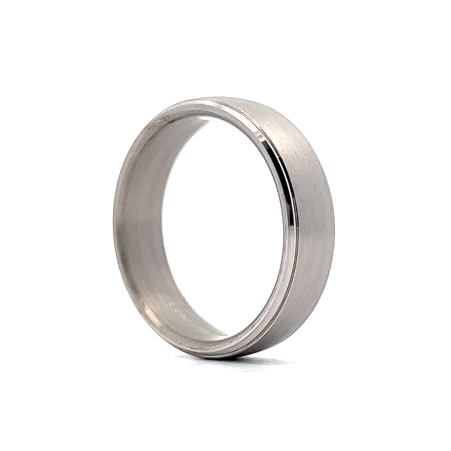 Benchmark Men's Comfort Fit Brushed Finish Wedding Band in 14k White Gold