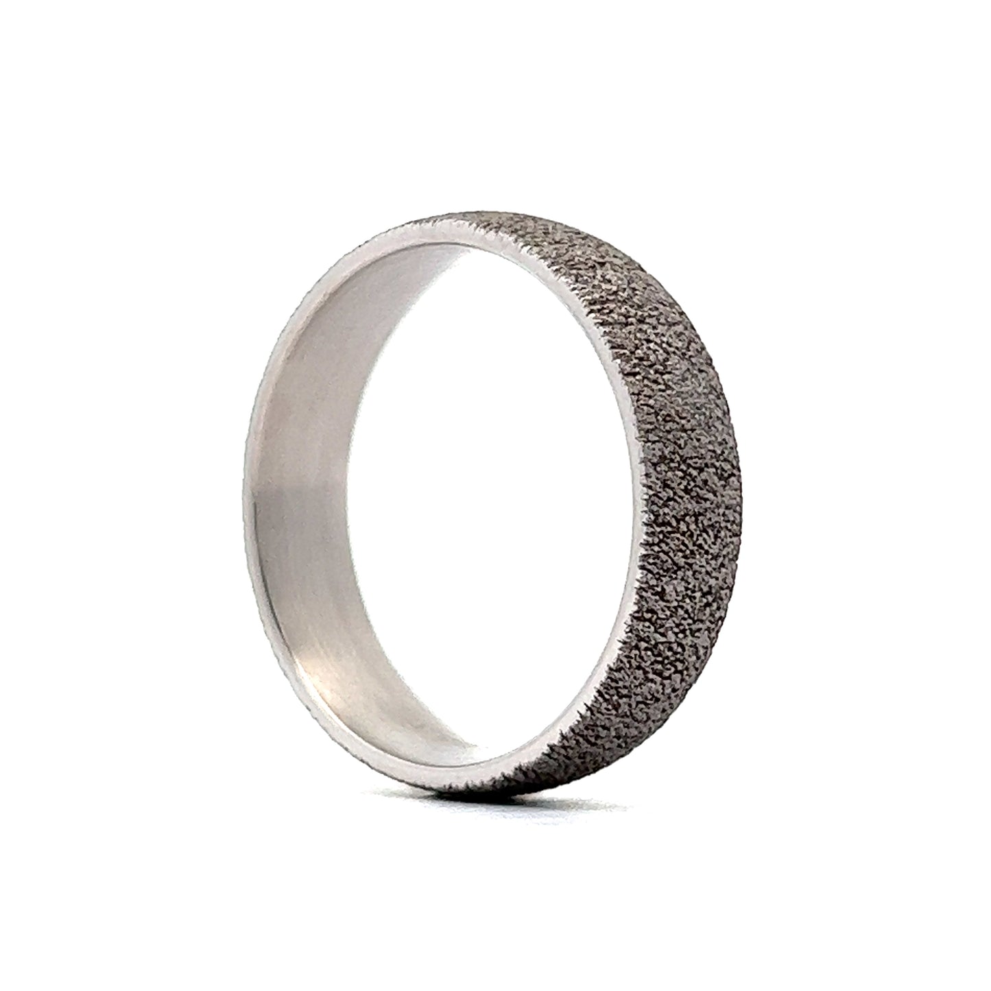 Benchmark Men's Concrete Textured Wedding Band in 14k White Gold