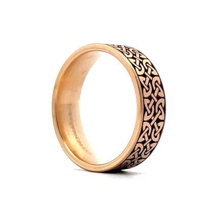 Men's Quaternary Knot Pattern Wedding Band in 14k Yellow Gold