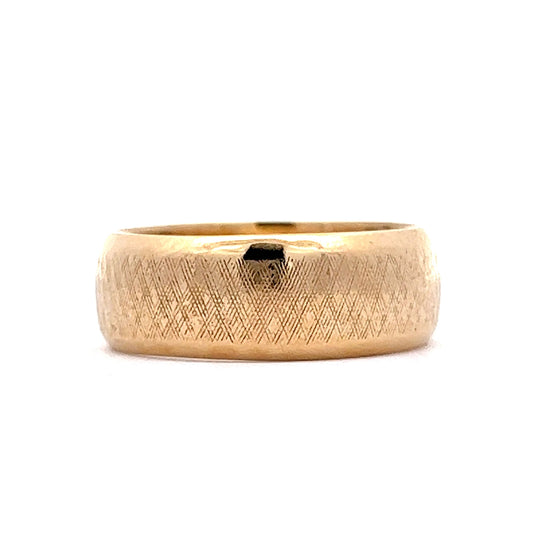 Vintage Mid-Century Men's Etched Texture Wedding Band in 14k Yellow Gold