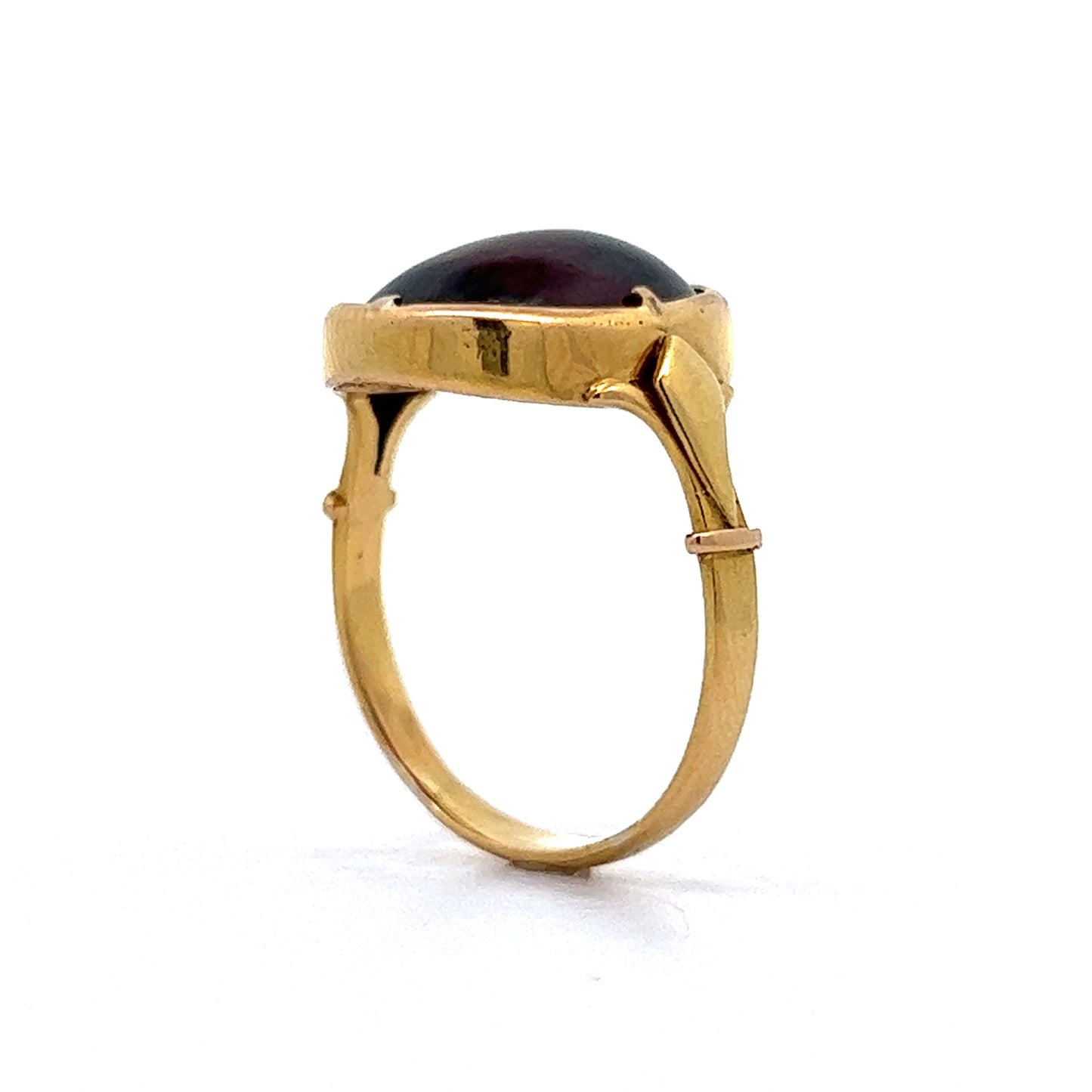 6.49 Cabochon Garnet Cocktail Ring in 18k Yellow Gold