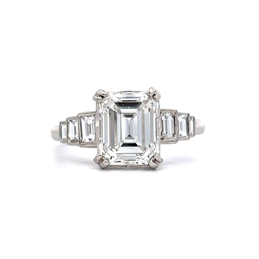2.33 Emerald Cut Diamond Engagement Ring in Platinum