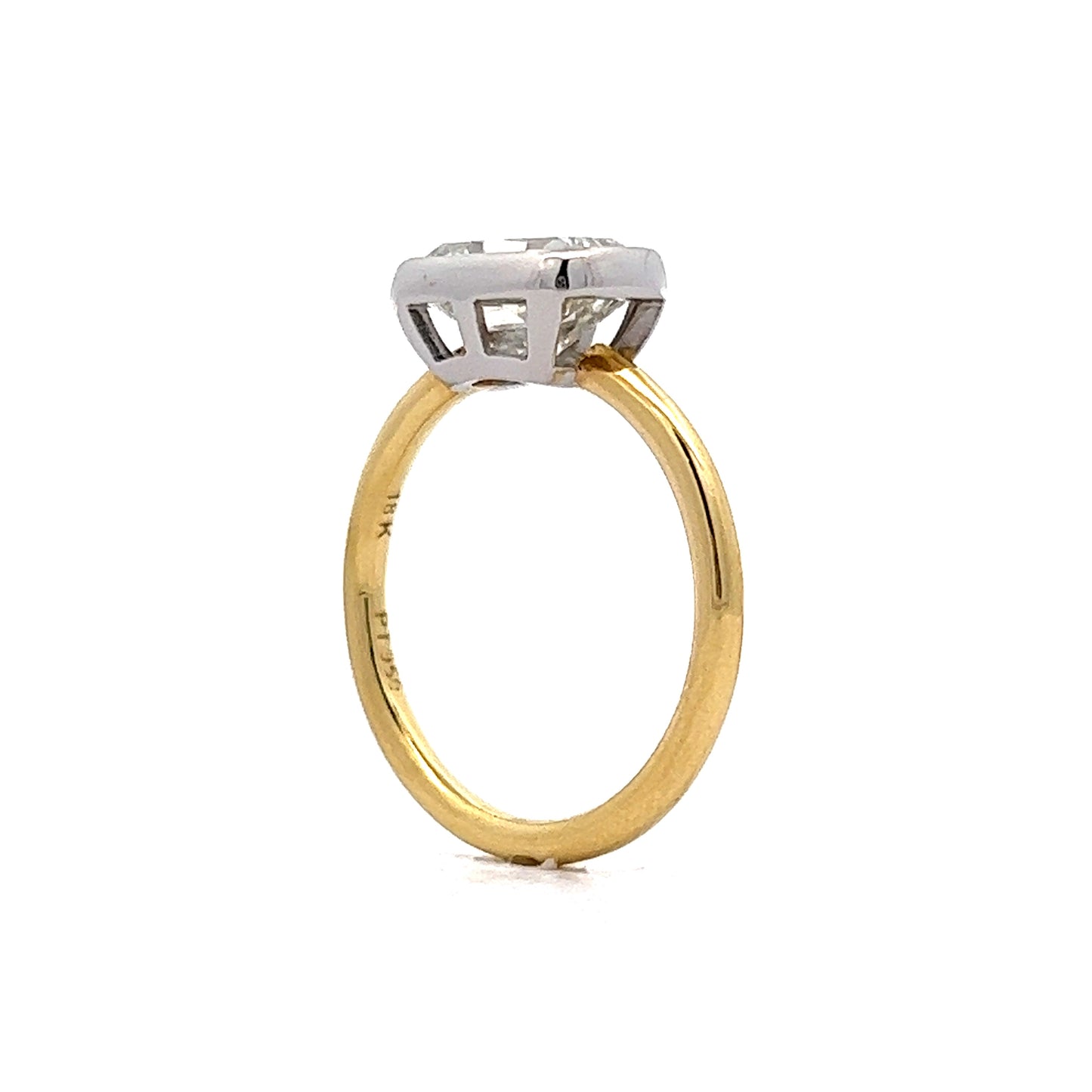 2.21 East/West Cushion Engagement Ring in Yellow Gold & Platinum
