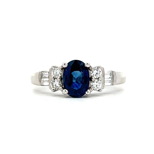 .92 Oval Cut Sapphire Engagement Ring in 18k White Gold