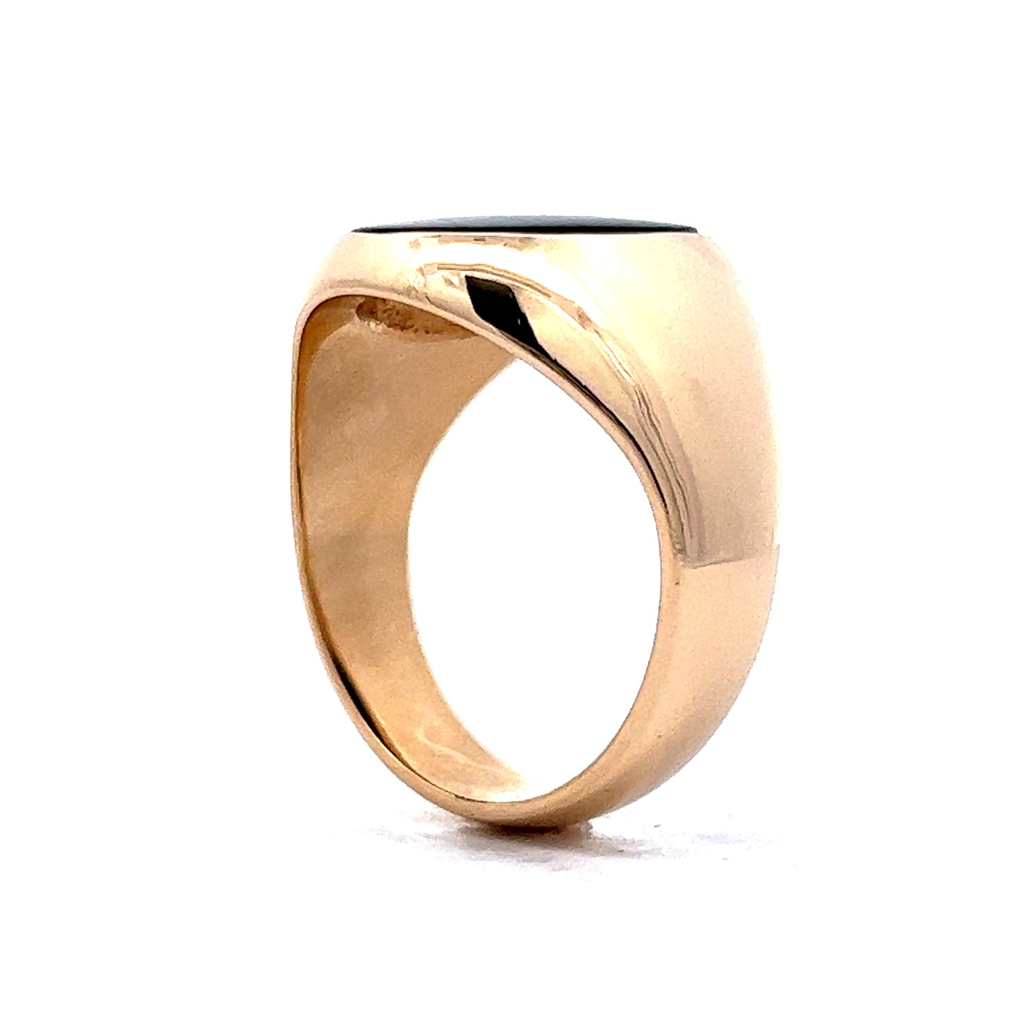 3.25 Men's Cabochon Onyx Signet Ring in 14k Yellow Gold