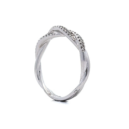 Twisted Pave Diamond Band in 18k White Gold
