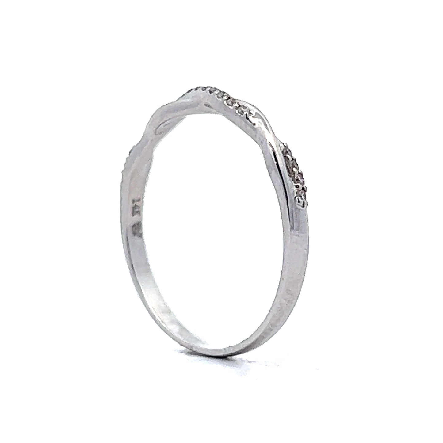 .06 Diamond Twist Wedding Band in 14k White Gold