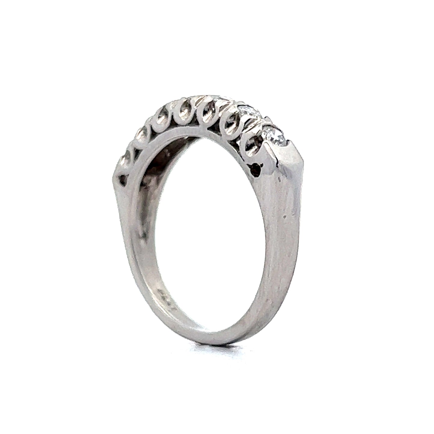Wedding Band Modern .49 Round Brilliant Cut Diamonds in Platinum