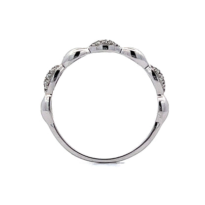 Pave Wedding Band w/ Marquis Stations in White Gold