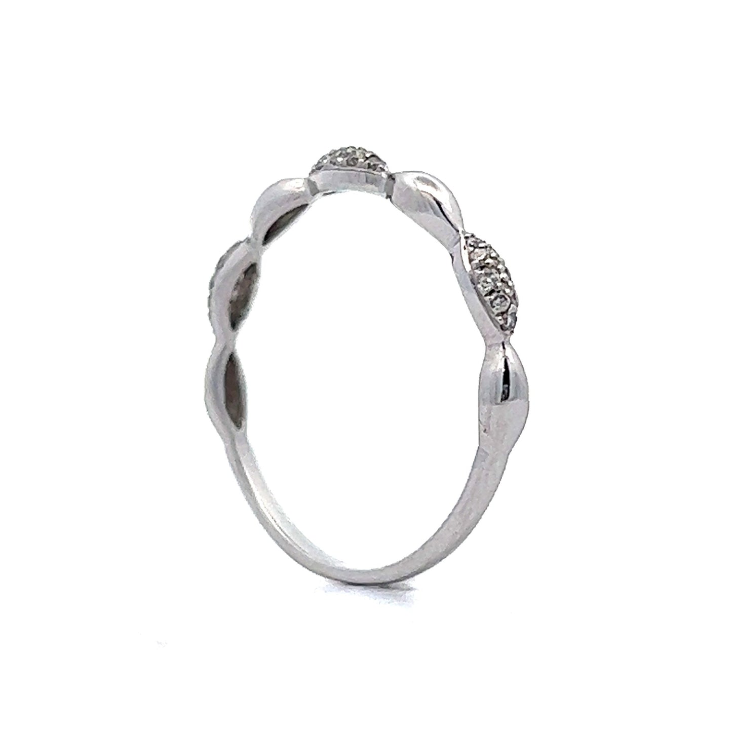 Pave Wedding Band w/ Marquis Stations in White Gold