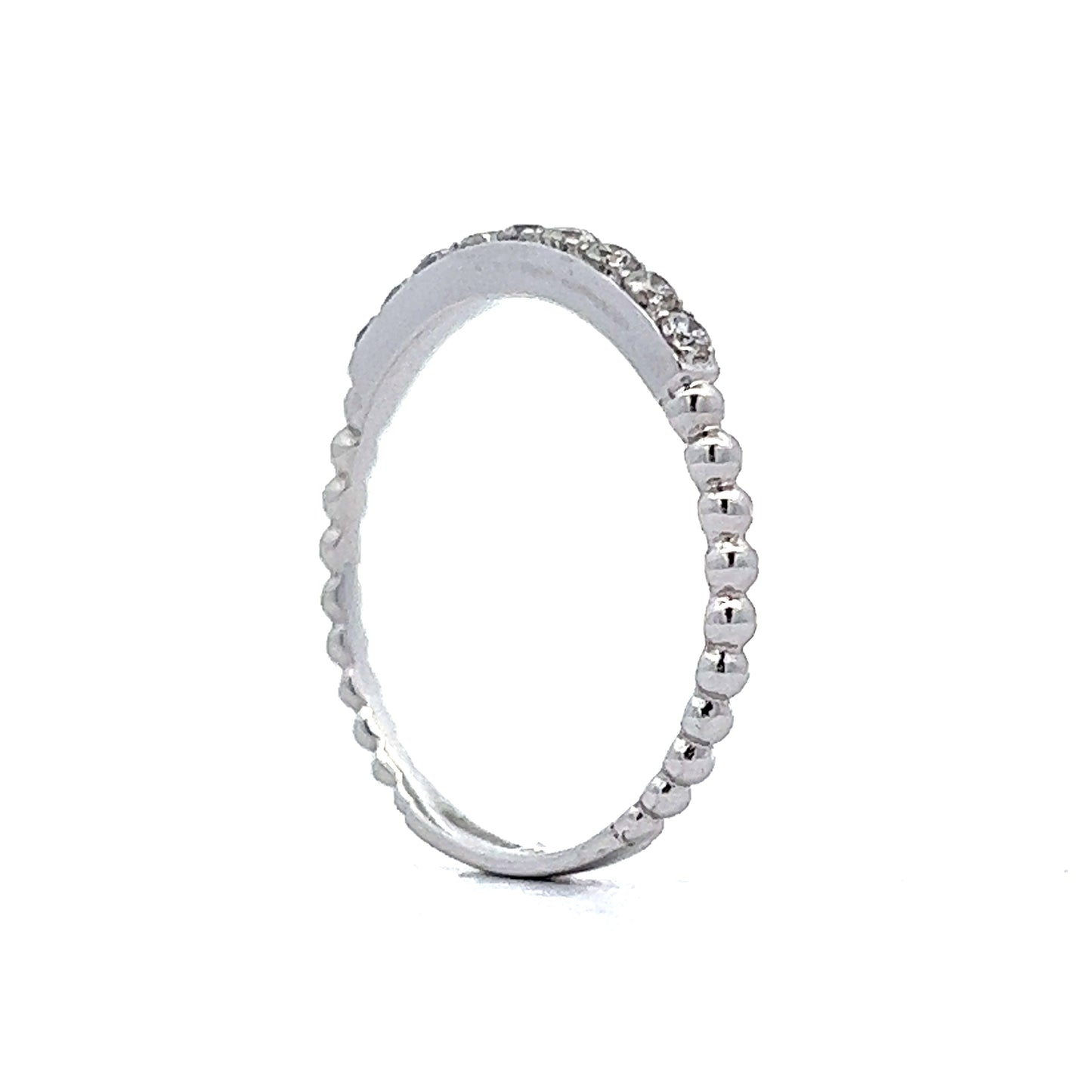 Textured Diamond Wedding Band in 14k White Gold