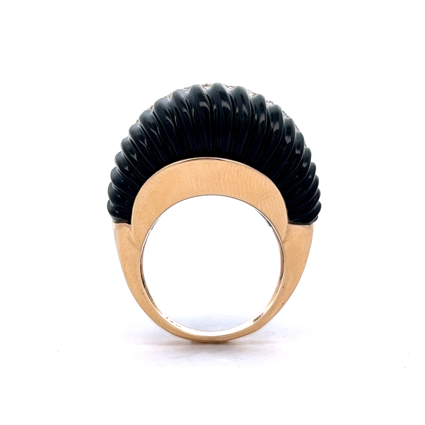 1.04 Diamond & Onyx Cocktail Ring in 14k Yellow Gold