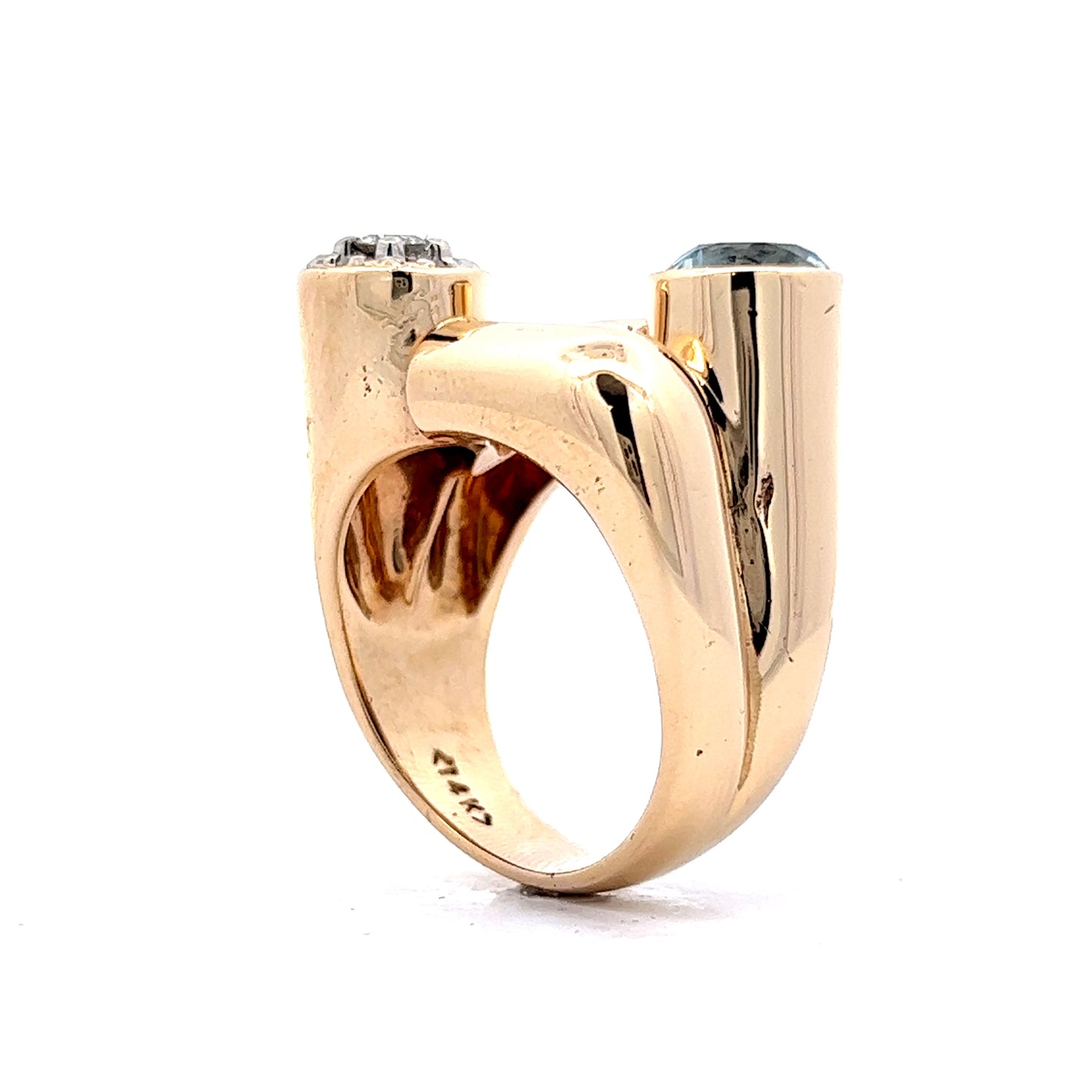 Toi Et Moi Aquamarine & Diamond Ring in 14k Yellow Gold